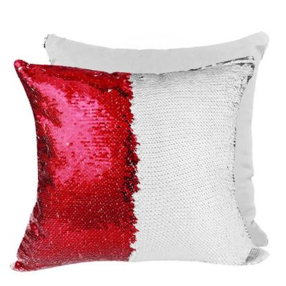 Εικόνα της PILLOW - COVER Sequin(RED white back)40x40