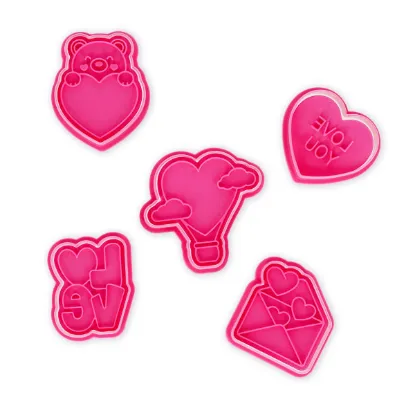 Εικόνα της SET OF 5 COOKIE CUTTERS WITH STAMPS