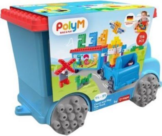 Εικόνα της Hape PolyM Σετ Κατασκευών Παίζω & Μετράω Tow Truck 114Τμχ