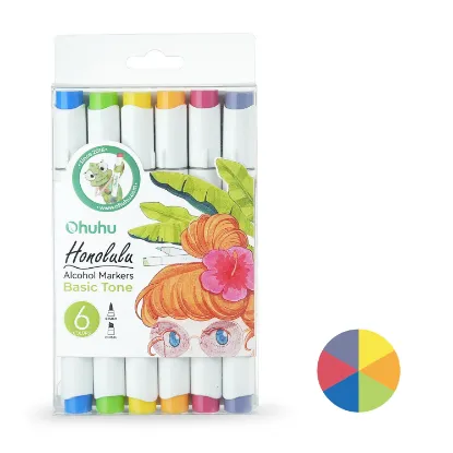 Εικόνα της Μαρκαδόροι Ohuhu Honolulu σετ 6 Basic Tones, Brush & Chisel