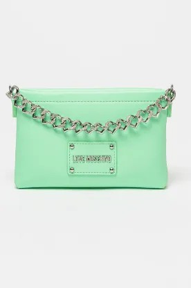 Εικόνα της BORSA PU MINT+ STRASS CHAIN ARGEN. Women - OS