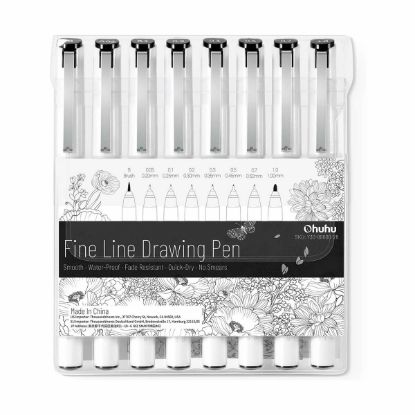 Εικόνα της Ohuhu Fineliner Σετ 8 Μαύρα Πενάκια Σχεδίου