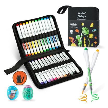Εικόνα της Ohuhu Direct-ink Acrylic Markers Nahuku Σετ 24 Ανεξίτηλων Ακρυλικών Μαρκαδόρων