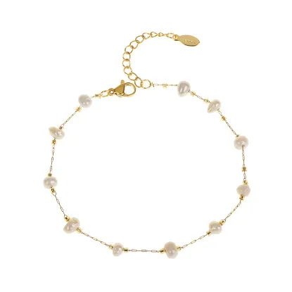 Εικόνα της Βραχιόλι από ατσάλι με πέρλες 