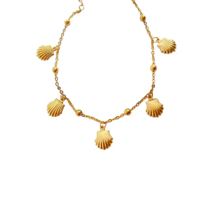 Εικόνα της Βραχιόλι ποδιού ατσάλινο με κοχύλια - 