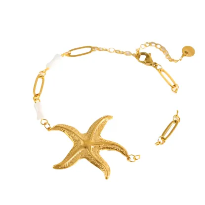 Εικόνα της Βραχιόλι επιχρυσωμένο ατσάλι με μεγάλο αστερία