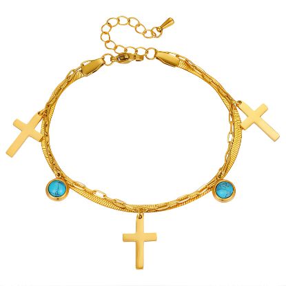 Εικόνα της "Crosses" Bracelet, 18K Gold Plated Steel