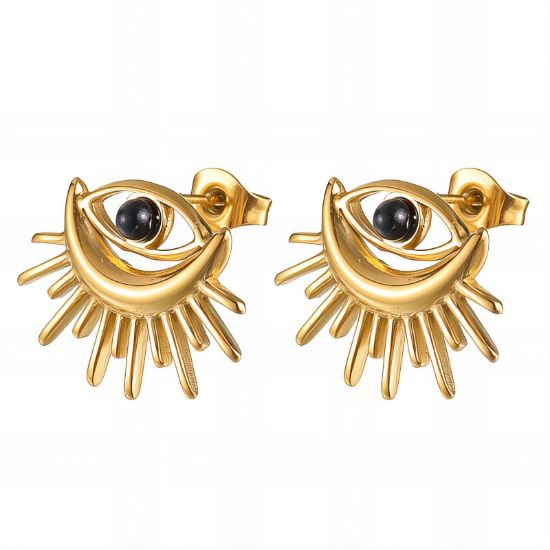 Εικόνα της "Evil Eyes" Earrings, 18K Gold Plated Steel
