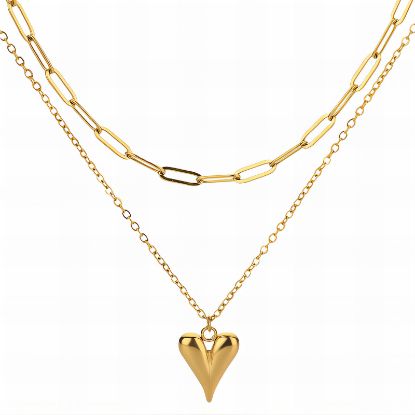 Εικόνα της "Heart" Necklace, 18K Gold Plated Steel