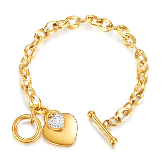 Εικόνα της "Hearts" Bracelet, 18K Gold Plated Steel