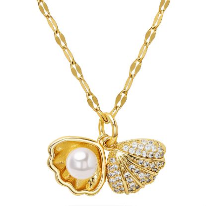 Εικόνα της "Seashell" Necklace, 18K Gold Plated Steel
