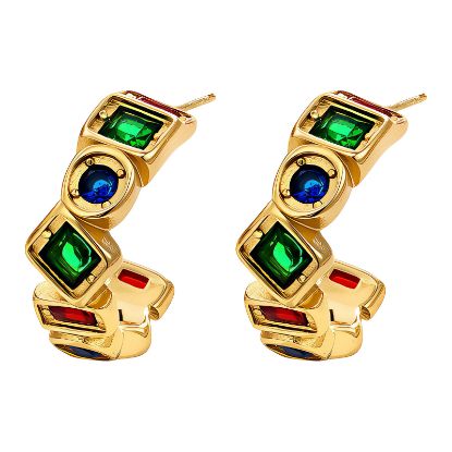 Εικόνα της Earrings, 18K Gold Plated Steel