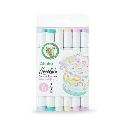 Εικόνα της Ohuhu Honolulu Alcohol Art Markers Σετ 6 Pastel Χρωμάτων Brush & Chisel