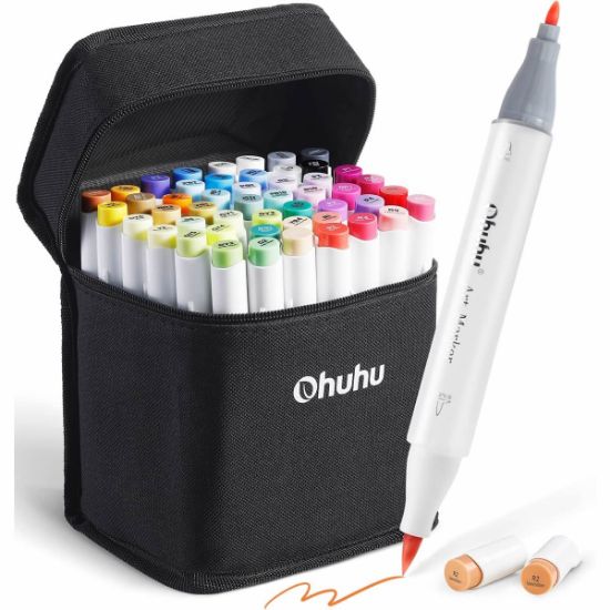 Εικόνα της Ohuhu Honolulu B Alcohol Brush Markers Σετ Μαρκαδόρων 48 Χρωμάτων Brush & Fine