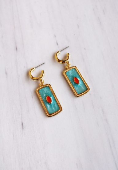 Εικόνα της Turquoise Rectangle Earrings