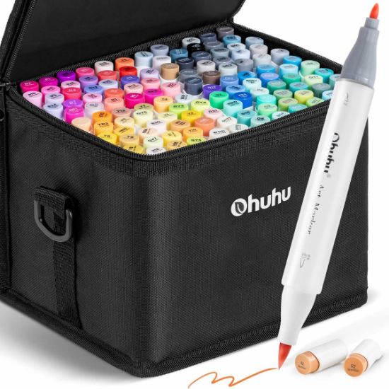Εικόνα της Ohuhu Honolulu B Alcohol Art Markers Σετ Μαρκαδόρων 120 Χρωμάτων Brush & Fine