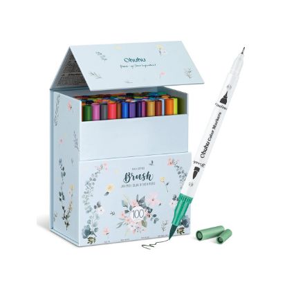 Εικόνα της Ohuhu Art Markers Σετ 100 Μαρκαδόρων με Βάση το Νερό Brush & Fineliner