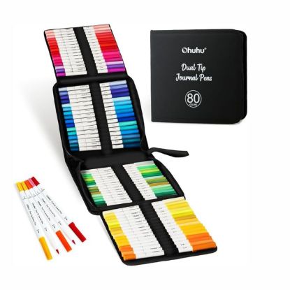 Εικόνα της Ohuhu Σετ 80 Μαρκαδόρων με Βάση το Νερό Brush & Extra Fine