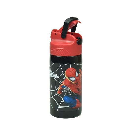 Εικόνα της Παιδικό Παγούρι Spiderman Ανοξείδωτο με Καλαμάκι Μαύρο