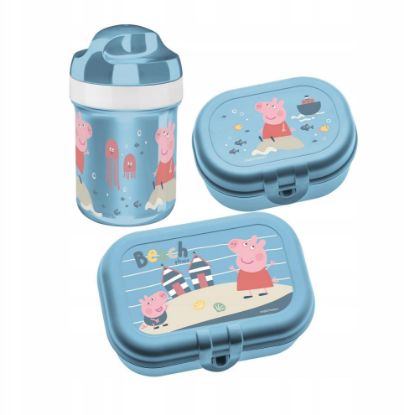 Εικόνα της Σετ μπουκάλι 200 ml και δοχείο φαγητού Peppa Pig Waves To Go, 3 τεμαχίων, KOZIOL