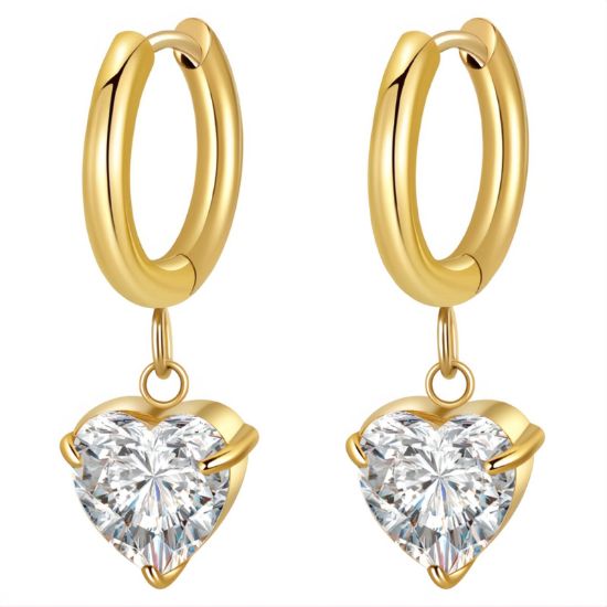 Εικόνα της "Hearts" Earrings, 18K Gold Plated Steel