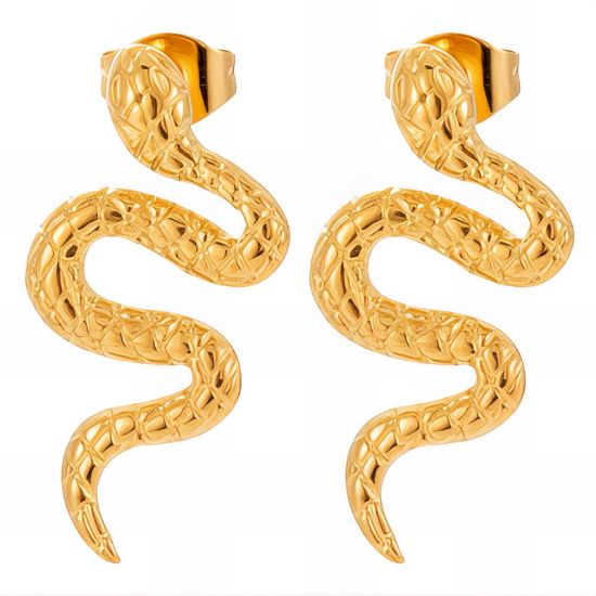 Εικόνα της "Snakes" Earrings, 18K Gold Plated Steel