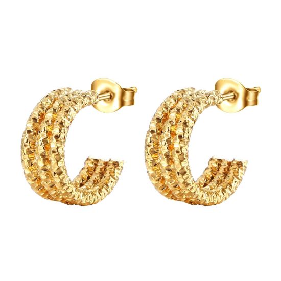 Εικόνα της Earrings, 18K Gold Plated Steel