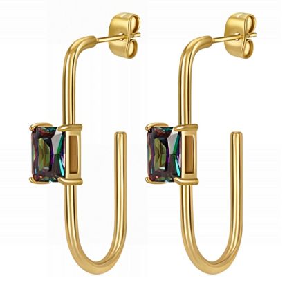 Εικόνα της Earrings, 18K Gold Plated Steel