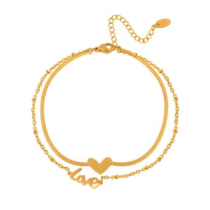Εικόνα της "Hearts" Anklet, 18K Gold Plated Steel