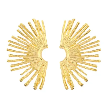 Εικόνα της Σκουλαρίκια ατσάλι χρυσά με ακτίνες