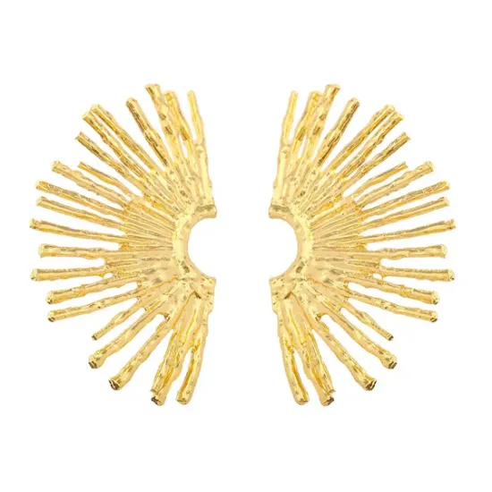 Εικόνα της Σκουλαρίκια ατσάλι χρυσά με ακτίνες