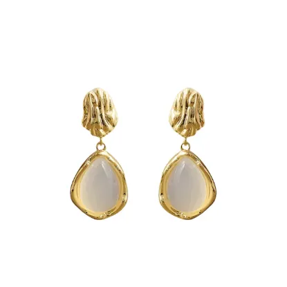 Εικόνα της Σκουλαρίκια επιχρυσωμένο ατσάλι κρεμαστά με ρητίνη