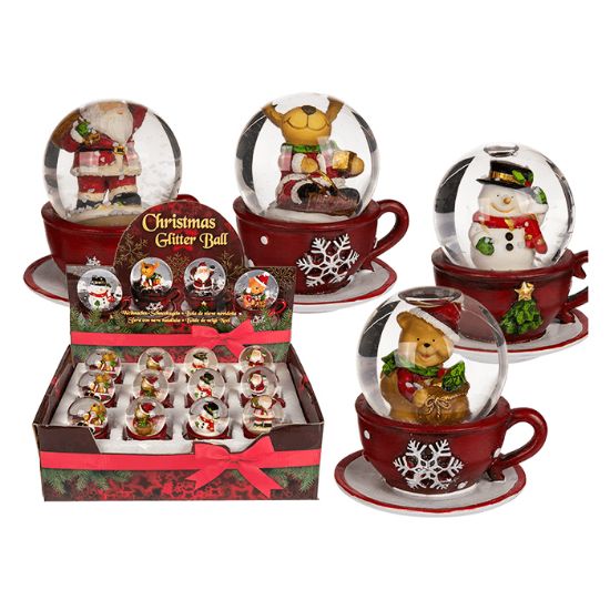 Εικόνα της Χριστουγεννιάτικη Γυάλινη Μπάλα Χιονιού σε Διάφορα Σχέδια