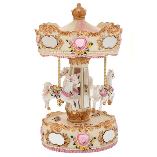 Εικόνα της ΛΕΥΚΟ/ ΧΡΥΣΟ ΠΕΡΙΣΤΡΕΦΟΜΕΝΟ ΚΟΥΡΔΙΣΤΟ ΚΑΡΟΥΖΕΛ ΜΕ 3 ΑΛΟΓΑΚΙΑ ΚΑΙ ΜΟΥΣΙΚΗ