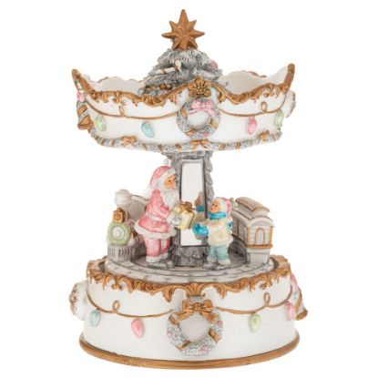 Εικόνα της ΛΕΥΚΟ/ ΧΡΥΣΟ ΚΟΥΡΔΙΣΤΟ ΠΕΡΙΣΤΡΕΦΟΜΕΝΟ ΚΑΡΟΥΖΕΛ ΜΕ ΤΡΕΝΑΚΙ ΚΑΙ ΑΓΙΟ ΒΑΣΙΛΗ ΜΕ ΜΟΥΣΙΚΗ