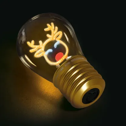 Εικόνα της Decorative Christmas Lightbulb-Shaped Table Lamp - Reindeer - Bulb Fiction