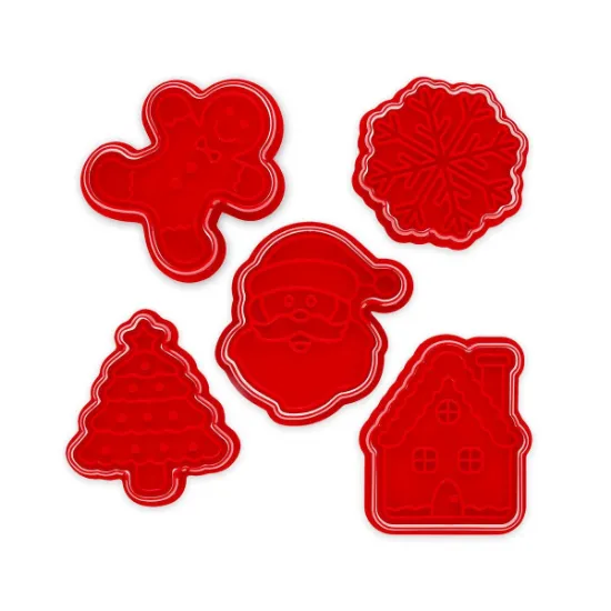 Εικόνα της Set of 5 Cookie Cutters with Stamps - Cookie Time!