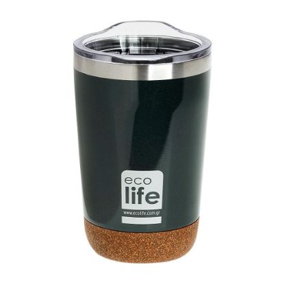 Εικόνα της Dark Green (Cork Bottom) Coffee Thermos 370ml | Διαφανές Καπάκι