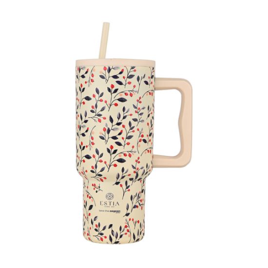 Εικόνα της ΘΕΡΜΟΣ STRAW TUMBLER XL SAVE THE AEGEAN 900ml BLOOM BEIGE