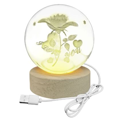 Εικόνα της Μπάλα Γυάλινη I Love you με Βάση 6 Led ø8cm