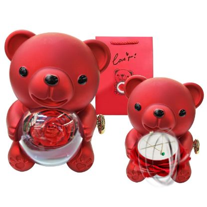 Εικόνα της Αρκούδος με Παντοτινό Τριαντάφυλλο 17x11x11cm