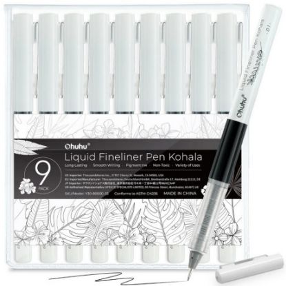 Εικόνα της Μαρκαδοράκια Σχεδίου Μαύρα Fineliner Kohala | Σετ 9 Τεμαχίων