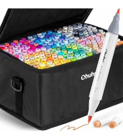 Εικόνα της OHUHU Honolulu B Alcohol Art Markers Σετ Μαρκαδόρων 216 Χρωμάτων Brush & Fine