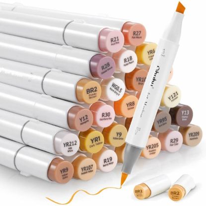 Εικόνα της OHUHU Honolulu Alcohol Art Markers Σετ Μαρκαδόρων 36 Skin tone Brush & Chisel