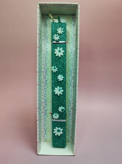 Εικόνα της ΛΑΜΠΑΔΑ ΠΡΑΣΙΝΗ ΓΚΛΙΤΕΡ ΜΕ ΛΟΥΛΟΥΔΑΚΙΑ