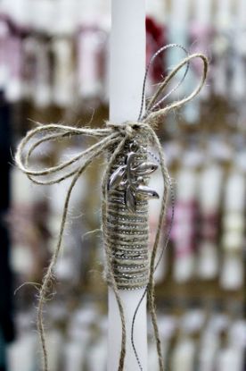 Εικόνα της Πασχαλινή λαμπάδα  Ελιά Ασημένια  Simple 38cm