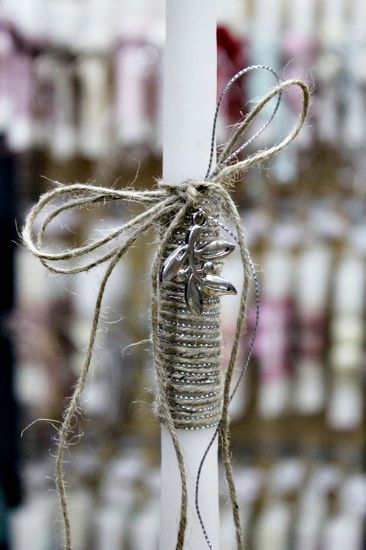 Εικόνα της Πασχαλινή λαμπάδα  Ελιά Ασημένια  Simple 38cm