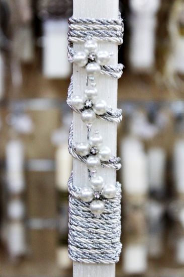 Εικόνα της Πασχαλινή λαμπάδα  Περλέ Λουλούδι 6605 Ύψος 25cm