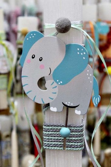 Εικόνα της Πασχαλινή λαμπάδα  Ξύλινη κρεμάστρα ελέφαντας  25x4.5cm