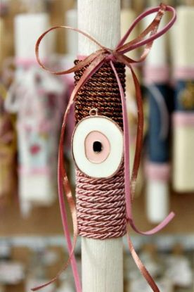 Εικόνα της Πασχαλινή λαμπάδα  Μεταλλικό μάτι ροζ Ύψος 25 εκ